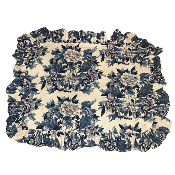 Ralph Lauren Nanking Porcelain Dragon Blue/White Ruffled Standard‎ Sham - Picture 1 of 7